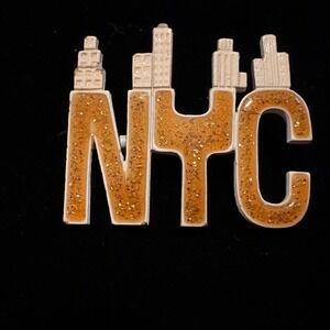 Vintage JJ Jonette New York City Skyline Brooch-NYC Glitter New York Letter City